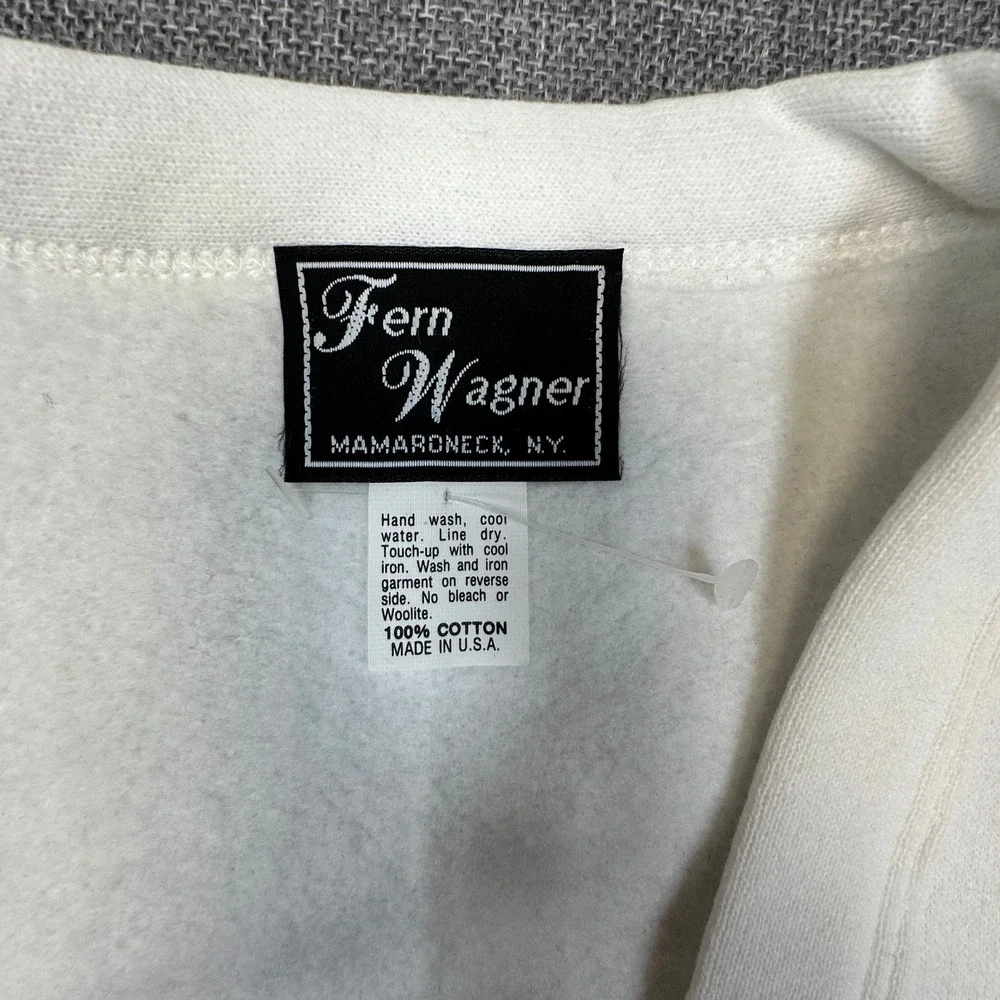 Vintage Fern Wagner‎ Golf Cardigan Mens XL White Embroidered Studded Made in USA